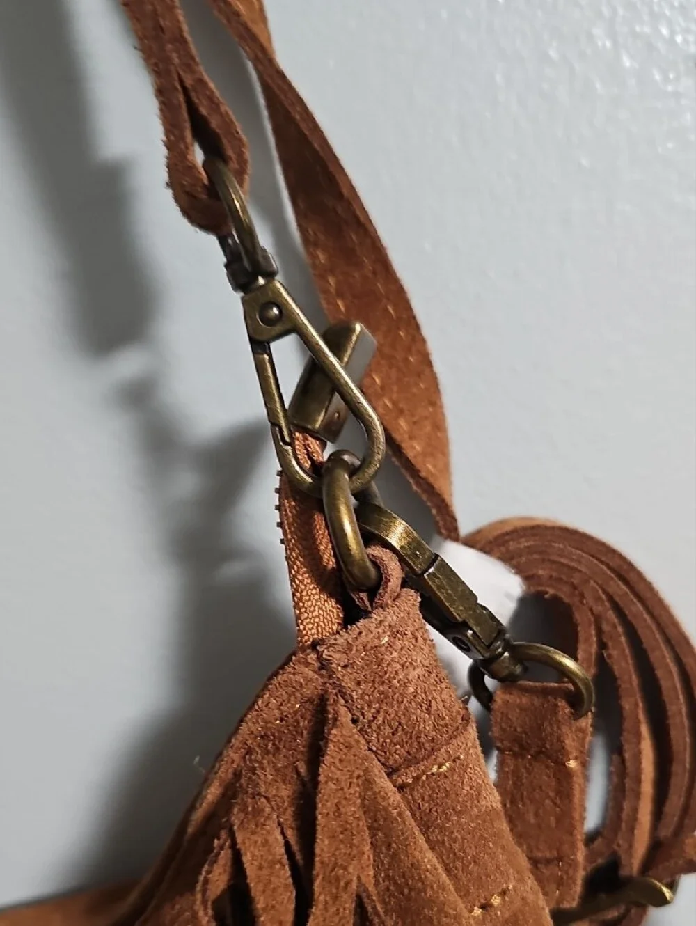 NEW! Marlon Suede Fringe Shoulder Bag in Brown